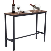 DYHOME Bar Table, 40” Bar Table Table, Industrial Bar Tables for Living Room, Wood Metal Frame and Adjustable Feet, Easy to Assemble Rustic Brown