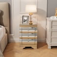thumbnail image 2 of Olurrisa Modern Silver Baked Curved Mirror Nightstand with 3 Drawers, Glass Bedside Table for Small Spaces, Luxury Bedroom Furniture, 2 of 9