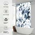 thumbnail image 4 of Extra Long 72"x84" Dark Blue Botanical Floral Shower Curtain Set with Hooks, Watercolor Ink Print and Dyed Plant Floral Bathroom Curtains, Waterproof Washable Lacquer Fabric for Bathroom, 4 of 6