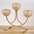 thumbnail image 2 of Sparking Crystal Holder 3 Arms Tealight Candelabra stick Golden, 2 of 8