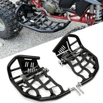 Kojem Pair LH RH Aluminum Nerf Bars Foot Pegs With Heel Guards Black Replacement Set Compatible with Honda All Years 400EX 400X (Black Nerfs & Black Nets)