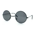 thumbnail image 4 of Kids Size Retro Iconic Hippie Round Circle Lens Metal Rim Sunglasses All Black, 4 of 8