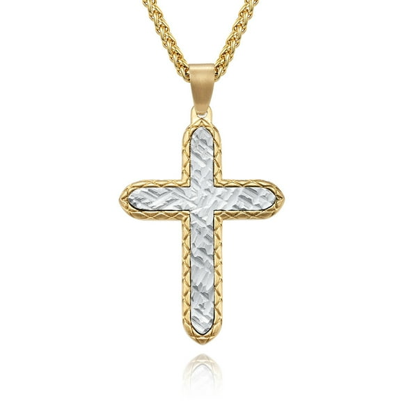 Metaljc Stainless Steel Cross Necklace for Men , Religion Fashion Jewelry Gifts, 24 In