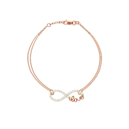 Azurebella Jewelry Love Infinity Bracelet Cubic Zirconia Love Infinity Bracelet Cubic Zirconia Adjule Length Rose Gold On Silver