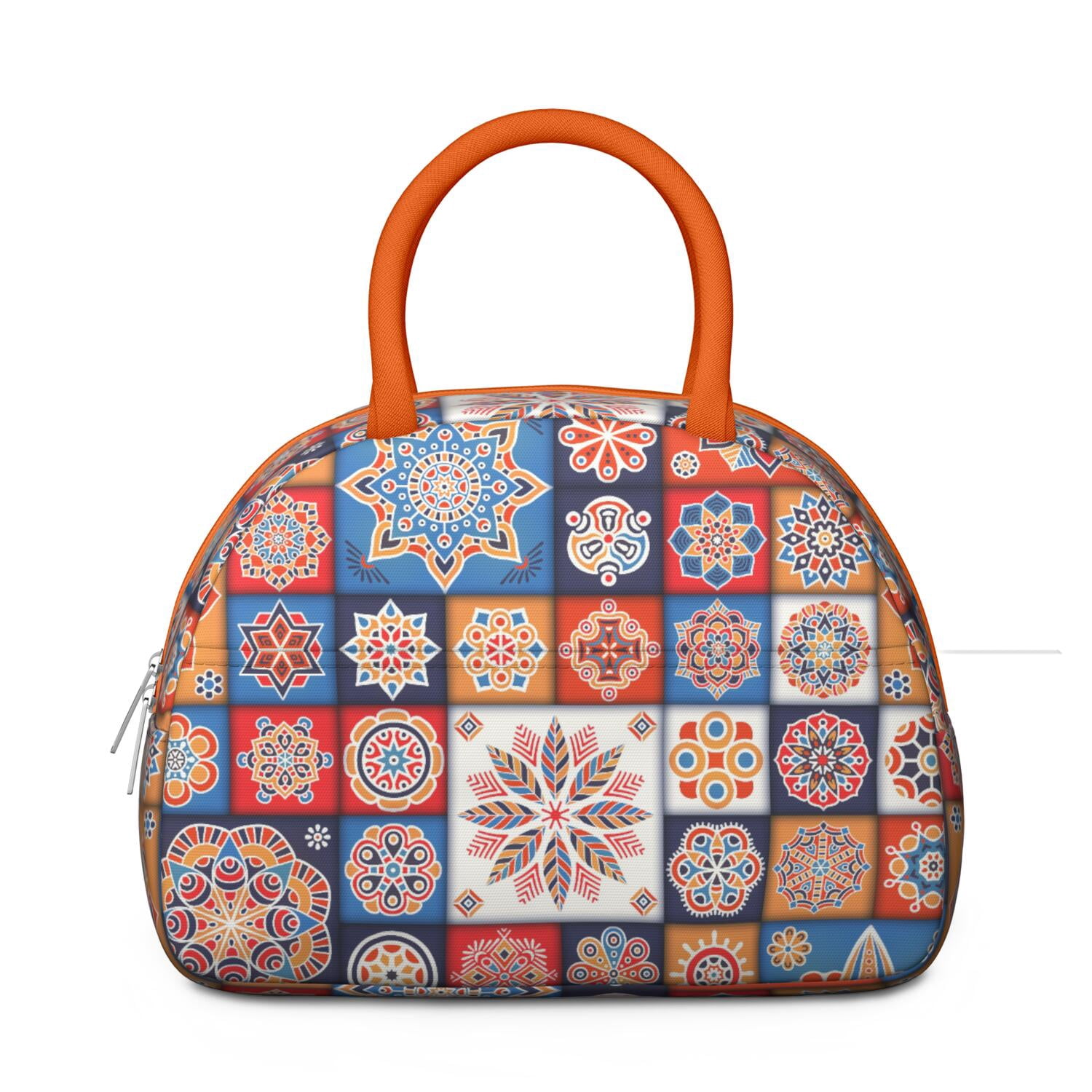 Rustic Bohemian Lunch Tote for Women, Ethnic Style Insulated Lunch Bag with Retro Hippie Patterns, Reusable Leakproof Cooler for Office or Picnic Use