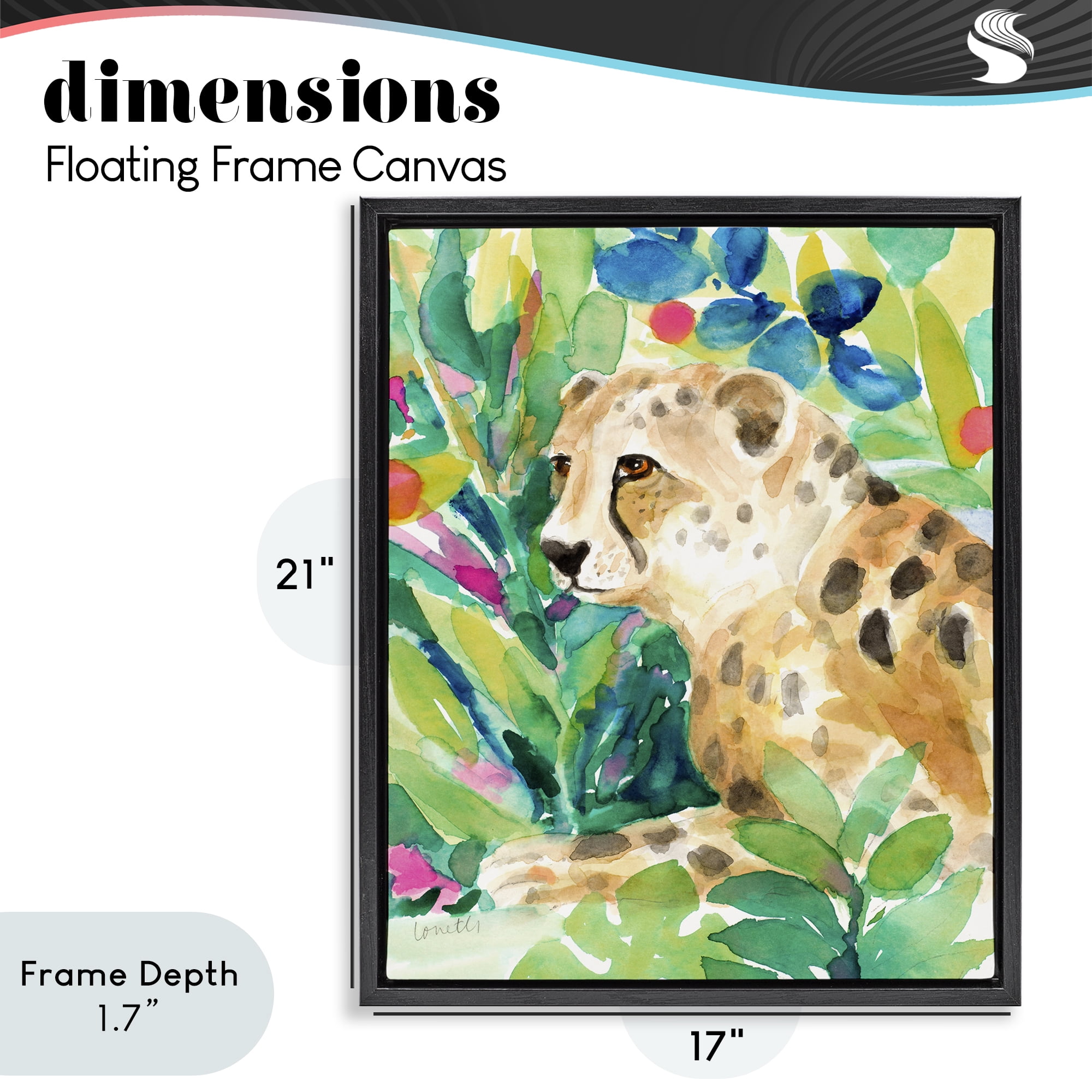 Stupell Industries Vibrant Chillin' Cheetah Black Framed Floater Canvas Wall Art, design by Lanie Loreth