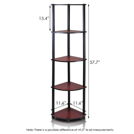 Cherry Corner Shelf - Furinno 99811DC/BK Turn-N-Tube 5 Tier Corner Shelf, Dark Cherry/Black