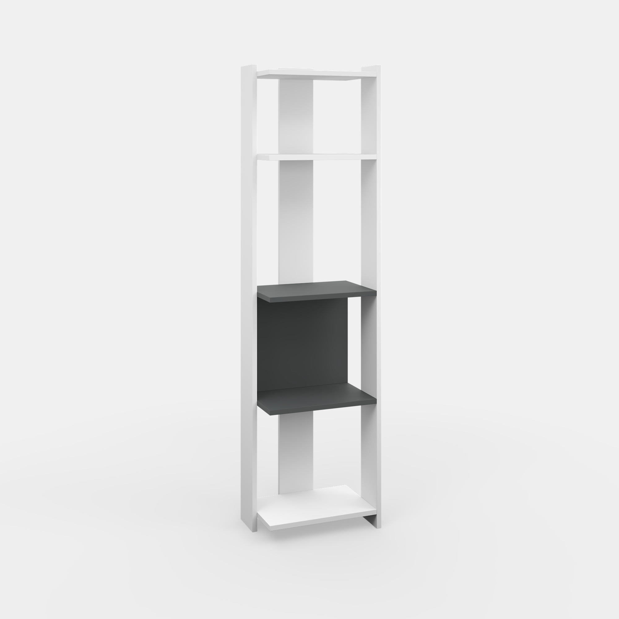 Ada Home Decor Abis 4 Tier Open Shelf Narrow Modern Bookcase, White Anthracite