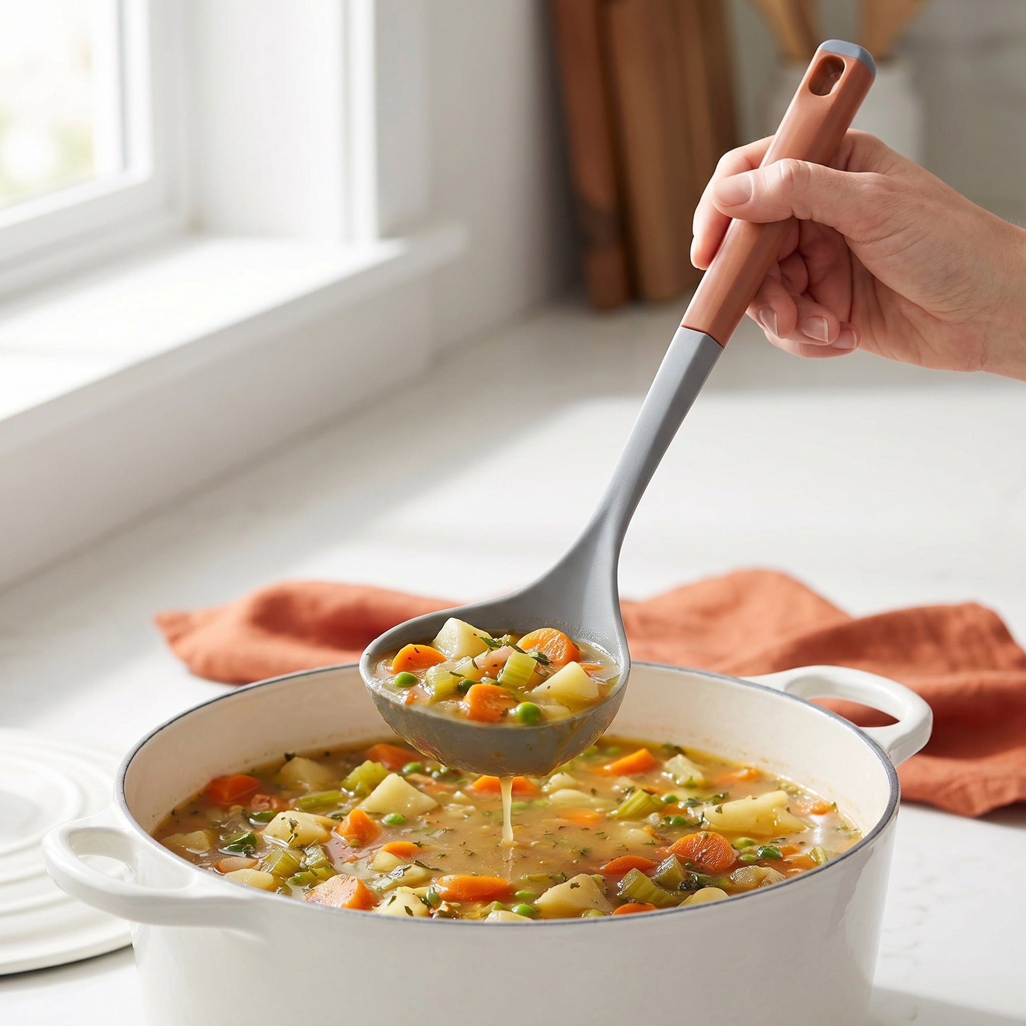 Unique Bargains Non Stick Heat Resistant Kitchen Tool Silicone Spoon Grey A 12.2" x 3.1"