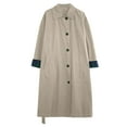thumbnail image 2 of Qetyuw Women's Long Trench Coat Single Breasted Windbreaker Classic Notched Lapel Jacket Fall Vintage Long Sleeve Overcoat Split Hem Outerwear with Belt, 2 of 7