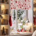 thumbnail image 3 of Red Silhouette Valances for Windows, 54 x 18in, Christmas Stocking Crystal Balls Candy Snowman Pattern Rod Pocket Kitchen Valance Curtain Light Filtering Window Treatments for Living Room Bedroom, 3 of 7