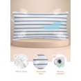 thumbnail image 2 of Navy Blue Striped Pillow Cases Cal King Size, Smooth Satin Pillowcase for Hair and Skin, Rustic Blue Stripe Modern Art Beige Decorative Cooling Bed Pillow Covers with Zipper, 20x40 Inches, 2 of 5