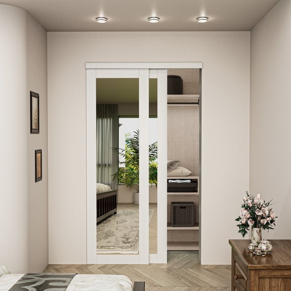 48" x 80" Mirrored Closet Sliding Doors with Hardware Kit