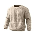 thumbnail image 5 of Fewfanhot Mens Shirts Cable Knit Pullover Long Sleeve Crewneck Sweater Casual Soft Knitted Sweater with Ribbing Edge, 5 of 6