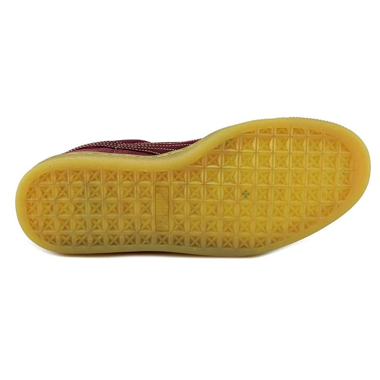 Burgundy and cheap gold pumas