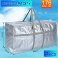 thumbnail image 3 of 4 Pcs 176 Gallon Large Moving Bags with Zipper and Handles Foldable Storage Duffle Bags Heavy Duty Extra Large Totes for College Dorm Travel Clothes Blankets Bedding Moving (Silver), 3 of 14