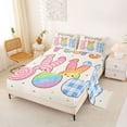 thumbnail image 2 of Erosebridal Rainbow Cartoon Rabbit Girls Bed Sheets,Happy Easter Theme Colorful Polka Dots Kids King Sheets 4-Piece, 2 of 6