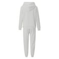 thumbnail image 7 of Women's Two Piece Outfits Solid Casual Crew-Neck Long-Sleeved Trousers And Tight-Waist Hoodie Suit Sports Suits, 7 of 7