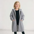 thumbnail image 2 of SUXIAN Girls Long Sleeve Zip Up Hooded Sweatshirt Jacket Outerwear Cozy Lined Pullover Top for Winter Warm Soft Casual Loungewear with Zip Up Hoodies #3_Grey 11-13 Years, 2 of 4