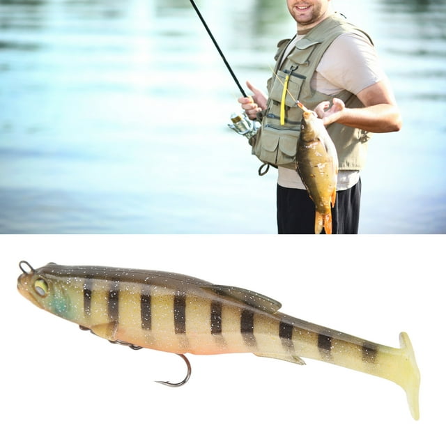 12,5 Cm Leurres de Pêche, Appâts en Silicone T Queue Poisson Vif Mords Conception de Poisson Réaliste pour l'Eau Salée d'Eau Douce