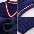 thumbnail image 5 of Boys Girls Sweater Vest Unisex Knitted Cotton Uniform Vest for Little Big Teenage Boy Girls Childrens Kids, 5 of 9