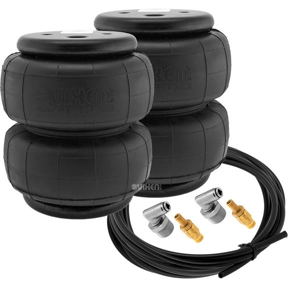 Vixen Air 1/2" NPT Single Air Port Suspension Air Spring/Air Bag Dual Pack with Fittings, Schrader Valves and 20FT Hose VXD2614S
