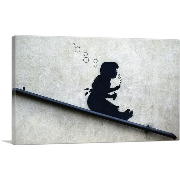 ARTCANVAS Bubble Girl Canvas Art Print by Banksy - Size: 26" x 18" (0.75" Deep)