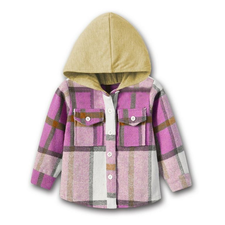 Kids Hooded Blanket Toddler Boys Girls Shirt Coat Jacket Plaid
