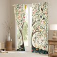 thumbnail image 3 of Homewish Tree of Life Flower Kitchen Curtains, Botanical Animal Theme Black Out Curtains Pack of 2 (42x63 Each), 3 of 5