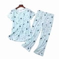 thumbnail image 4 of Women's Capri Pajama Set 2Pcs Short Sleeve Top Capri Pants Sleepwear Loungewear, 4 of 9