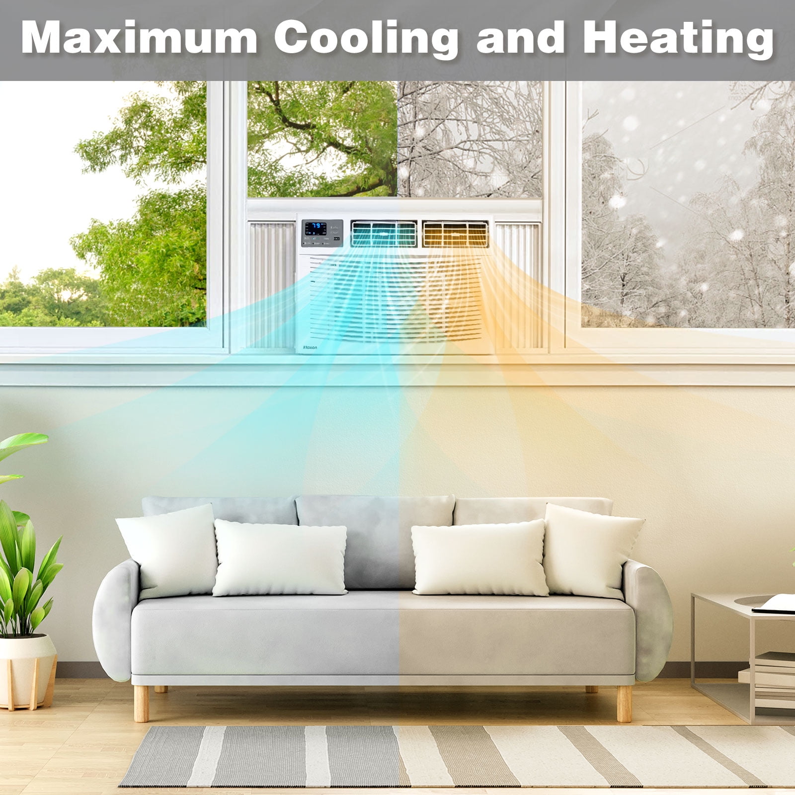 Ktaxon 18000 BTU Window Air Conditioner with Heat, Window AC Unit & Heater Combo with APP & Voice Smart Control, Timer Function & Easy Installation Kit, Work with Alexa/Google Assistant, 208/230V