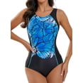 thumbnail image 2 of Charmo Women's One Piece Swimsuit Athletic Bathing Suit Racerback Training Swimwear, 2 of 5