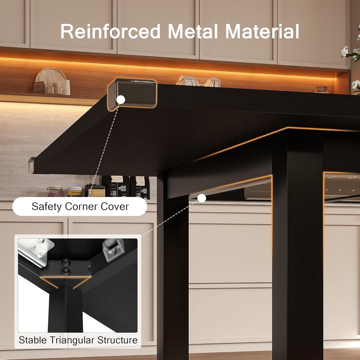 Honfach 63" Extendable Dining Table for 4-8, Square Wooden Dining Room Table with Metal Base, Modern Extendable Table for e for Small Kitchens, Dining Office Areas, Black