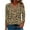 #A Khaki, variant on Womens 3/4 Sleeve Tops Summer V-Neck Fashion Leopard Printed Tunic Blouses Dressy Casual Loose Fit Shirt