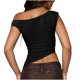 thumbnail image 4 of mfyjkho Camisetas Sin Mangas De Talla Grande, Tops Cortos Casuales Sin Mangas Para Mujer, Camisetas Lisas De Moda Con Fruncido Y Hombros Descubiertos Tops Elegantes Para Mujer M, 4 of 6