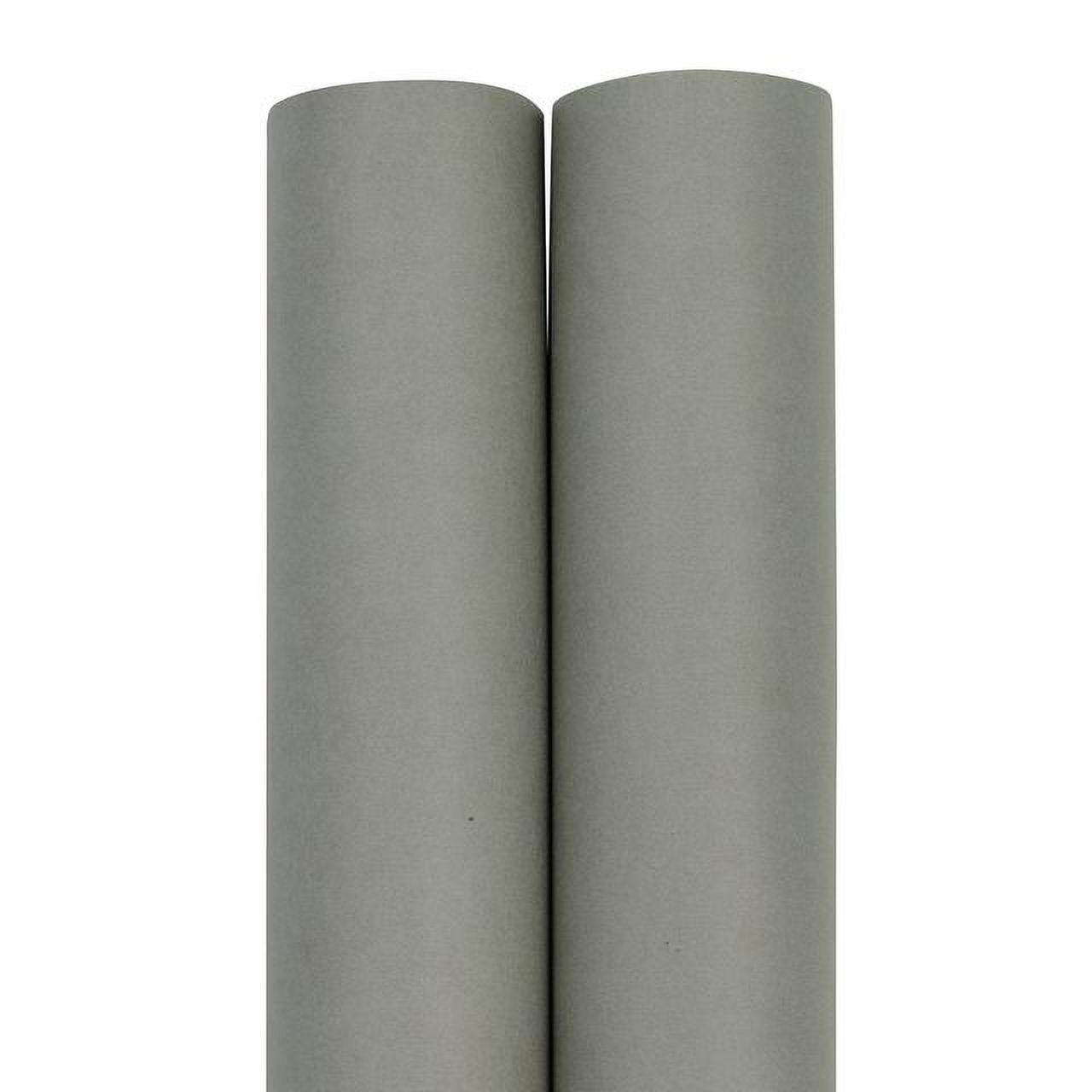 JAM Paper Matte Wrapping Paper, 52.6 Sq ft Total (17 in x 18 Ft Each), Grey, 2 Rolls