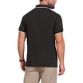 thumbnail image 3 of INSPIRE CHIC Men's Contrast Trim Short Sleeve Three-Button Closure Knitted Polo Shirts XL Black, 3 of 5