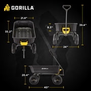 Gorilla Carts 4 Cu. ft. Poly Garden Dump Cart, 600 lbs. Capacity, 35 in. x 22 in. Bed, 10 in. Tires