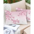 thumbnail image 5 of Pink Flowers Throw Pillow Cover Case, Couch Sofa Bed Pillowcase, Soft Decorative Lumbar Pillow Protector, Summer Gradient Botanical Blossom Floral 12x20Inch Reversible Pillow Shams with Zipper, 5 of 6