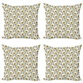 thumbnail image 1 of Floral Throw Pillow Cushion Case Pack of 4, Ornamental Flower Pattern Hand Drawn Illustration of Spring Season Nature Growth, Modern Accent Double-Sided Print, 4 Sizes, Multicolor, by Ambesonne, 1 of 2