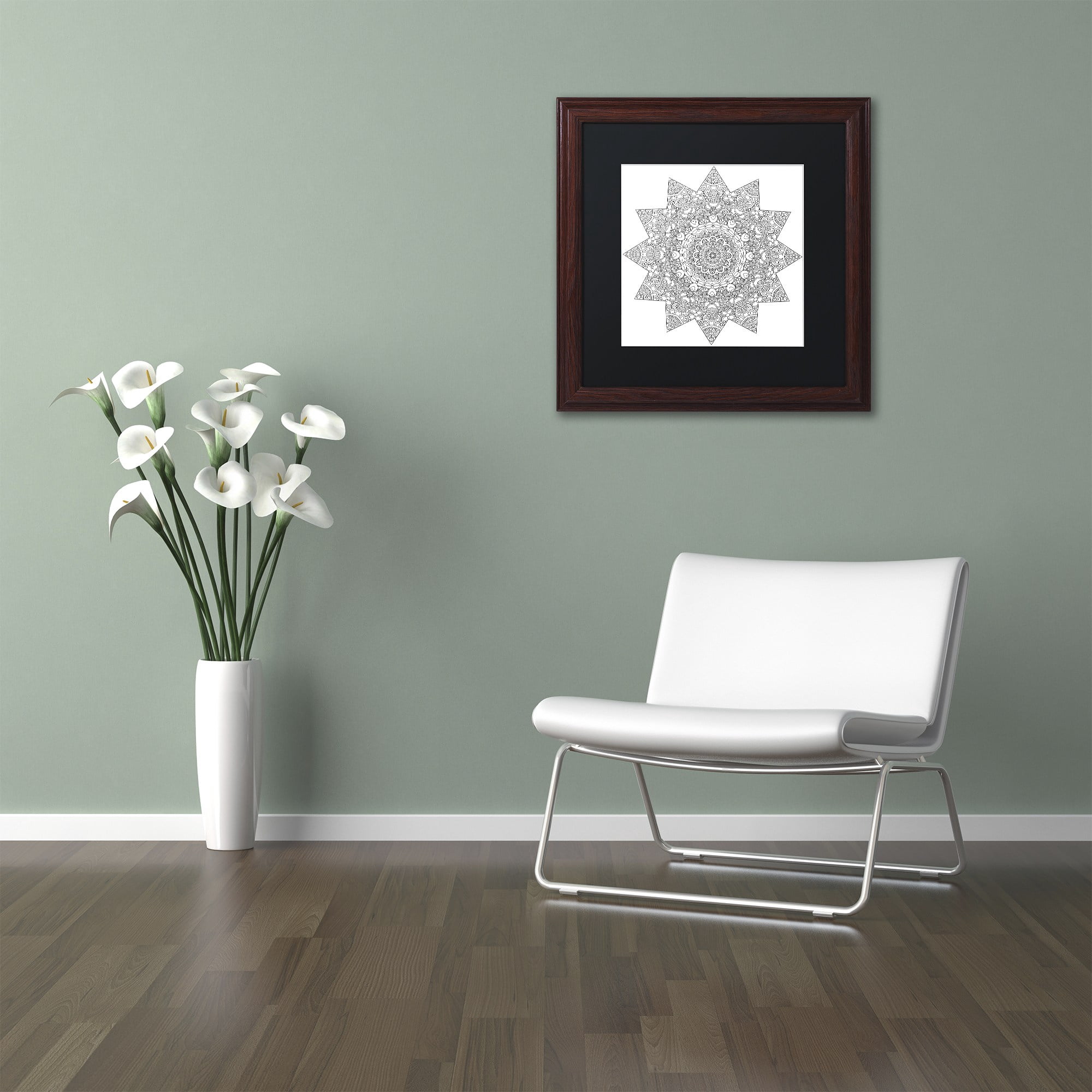 Trademark Fine Art "Sunny Day Mandala" Canvas Art by Kathy G. Ahrens, Black Matte, Wood Frame