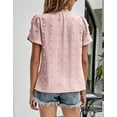 thumbnail image 5 of Alsol Lamesa V Neck T-Shirts Tops for Women Summer Ruffle Short Sleeve Polka Dot Casual Womens Shirts, 5 of 6