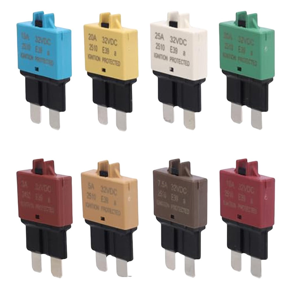 SPRING 8Pcs Car Pack Circuit Breaker Blade Manual Reset Fuse For Marine Boat Rv Truck Cars 3A 5A 7.5A 10A 15A 20A 25A 30A Mixed