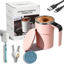 Electric Coffee Mug with a Built-in LCD Thermometer, 2026 New Automatic Magnetic Stirring Cup, Rechargeable Self Stirring Coffee Cup, Perfect for Brewing Coffee. Milk, Cocoa (Pink)