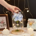 thumbnail image 3 of Glass Dome Cover 4.72x7.87 Inch Cloche Bell Jar Terrarium with Wood Base Decorative Display Dome Case for Plants Flower Christmas Display Decoration Cornsilk, 3 of 7