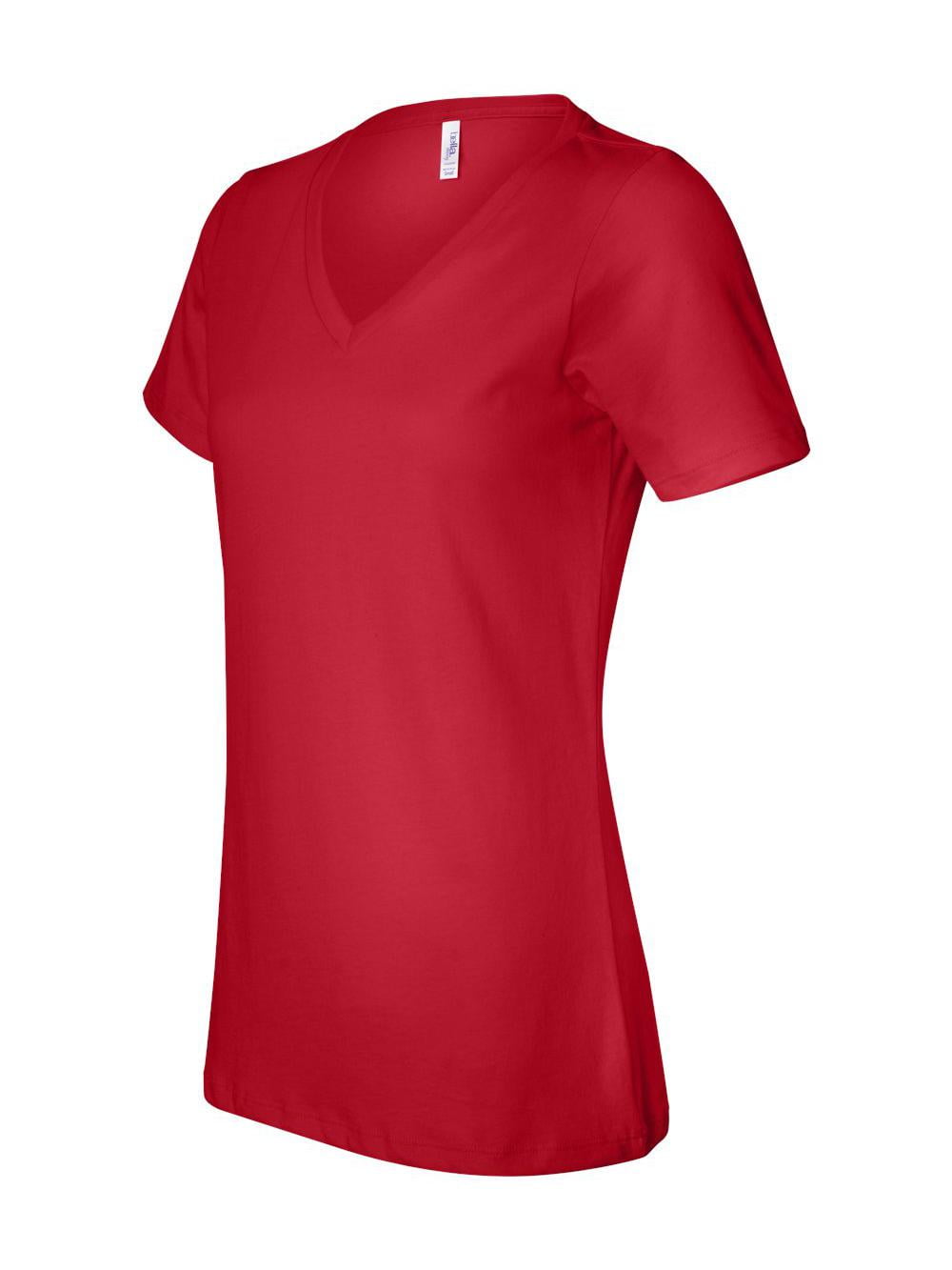 Bella + Canvas 6405 Ladies' Relaxed Jersey Short-Sleeve V-Neck T-Shirt - Red - S