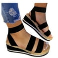 thumbnail image 1 of Sandales pour Femmes à Plateforme à Bride d'Orteil Élastiques Confortables à Talon Compensé Ouvert pour le Style Estival des Femmes, 1 of 3