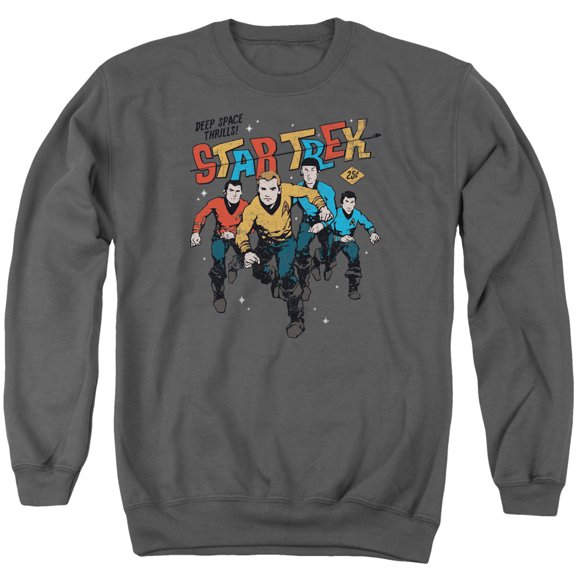 Star Trek Deep Space Thrills Adult Crewneck Sweatshirt Charcoal
