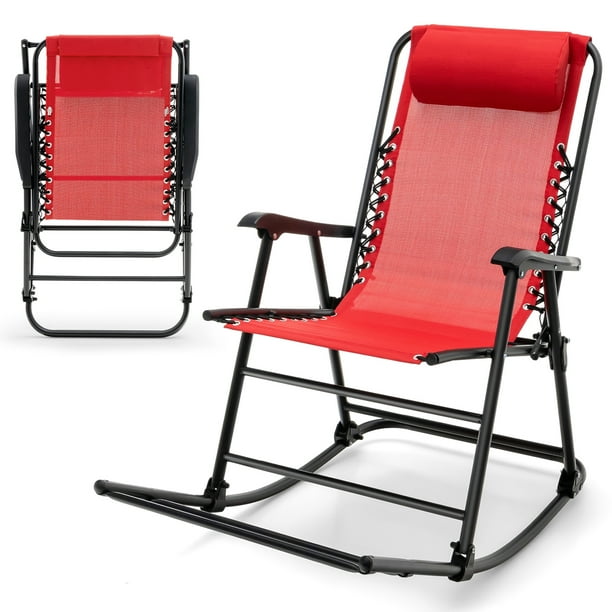 Gymax 2PCS Patio Folding Rocking Chair Outdoor Portable Lounge