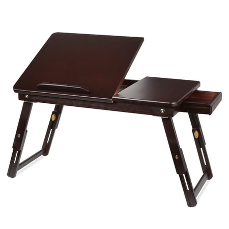 HOMFA Bamboo Laptop Desk Adjustable Portable Breakfast Serving Bed Tray with Tilting Top